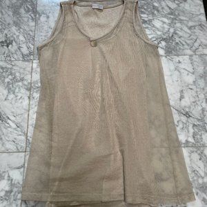 Brunello Cucinelli Sheer Overlay Scoop-Neck Tank